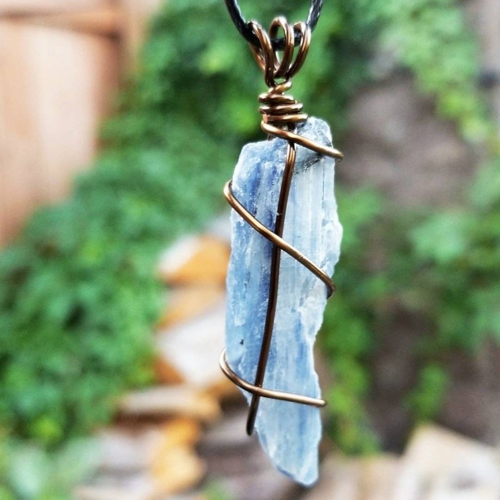 SOLD!!! Blue Kyanite Hand Wrapped Crystal Necklace